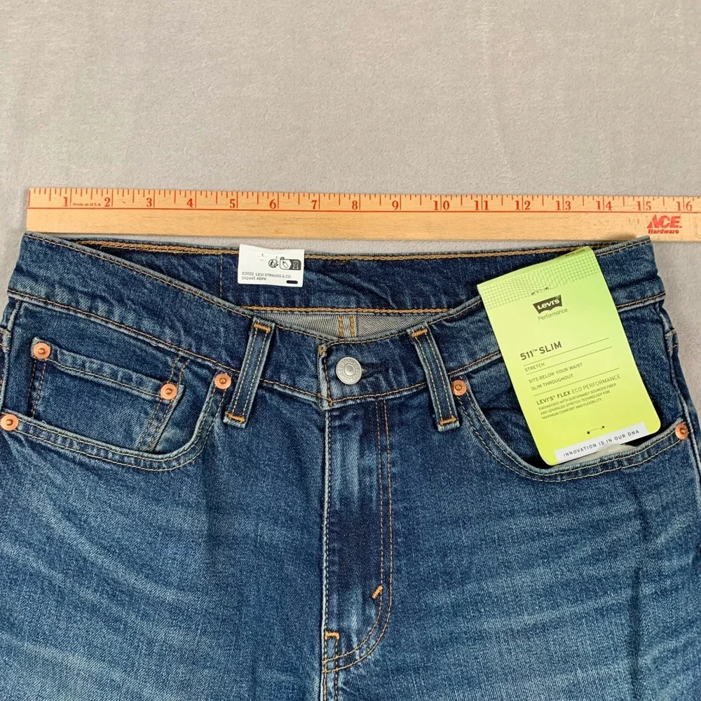 Levi's 511 Slim Jeans Mens 31x32 Blue Flex Eco Performance Stretch Denim NWT